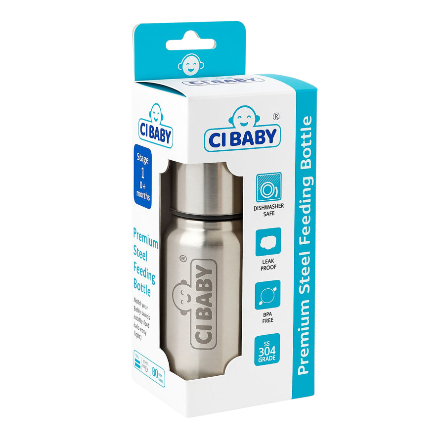 Stainless Steel Baby Feeding Bottle (250ML)