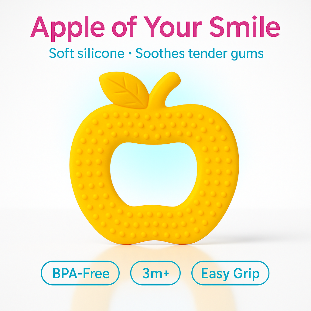 CI BABY Apple Shape Silicone Baby Teether | BPA-Free, Soft & Safe Gum Soother for 3+ Months
