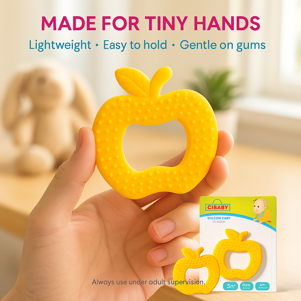CI BABY Apple Shape Silicone Baby Teether | BPA-Free, Soft & Safe Gum Soother for 3+ Months