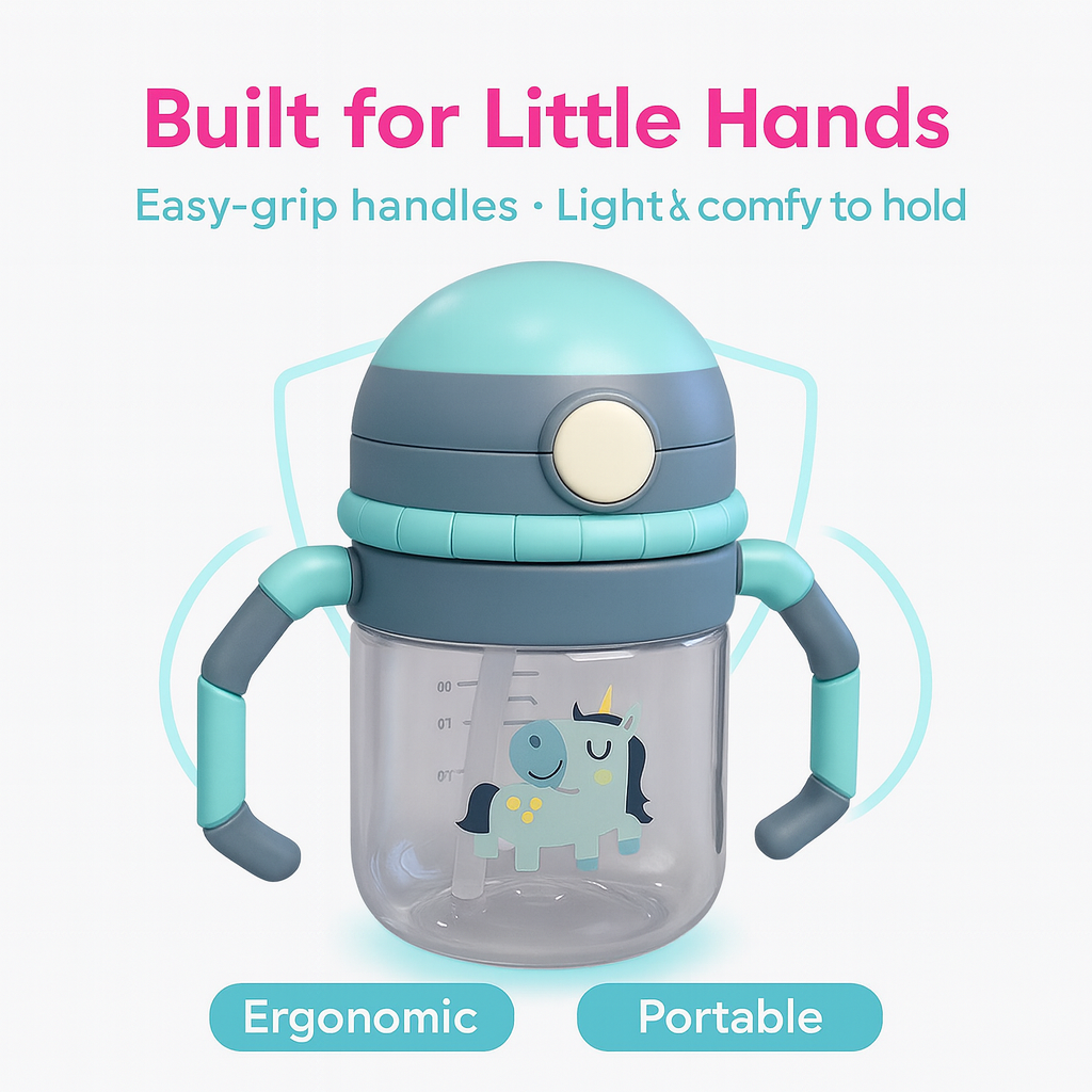 CI BABY Feeding Bottle with Handles | BPA-Free, Anti-Spill, Soft Silicone Nipple, 3+ Months