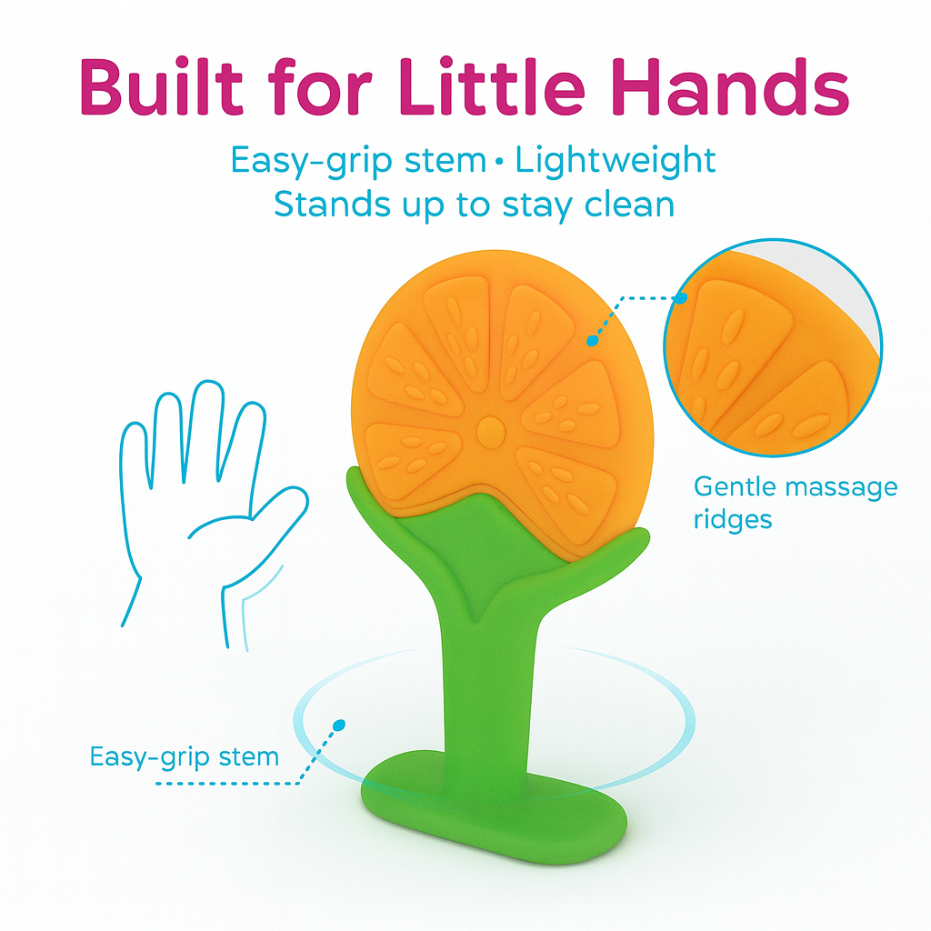 CI BABY Orange Slice Silicone Baby Teether | BPA-Free, Food-Grade, Gum Soother for 3+ Months