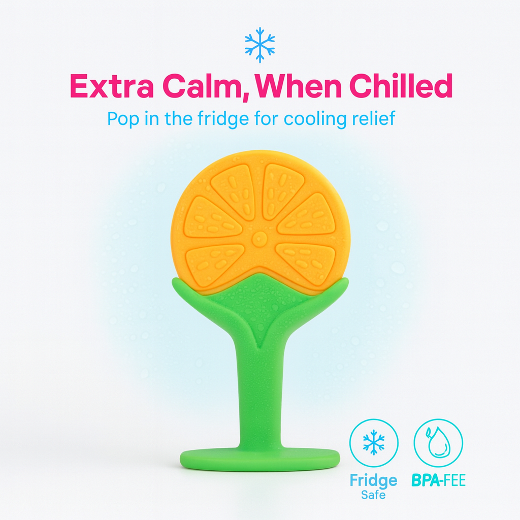 CI BABY Orange Slice Silicone Baby Teether | BPA-Free, Food-Grade, Gum Soother for 3+ Months