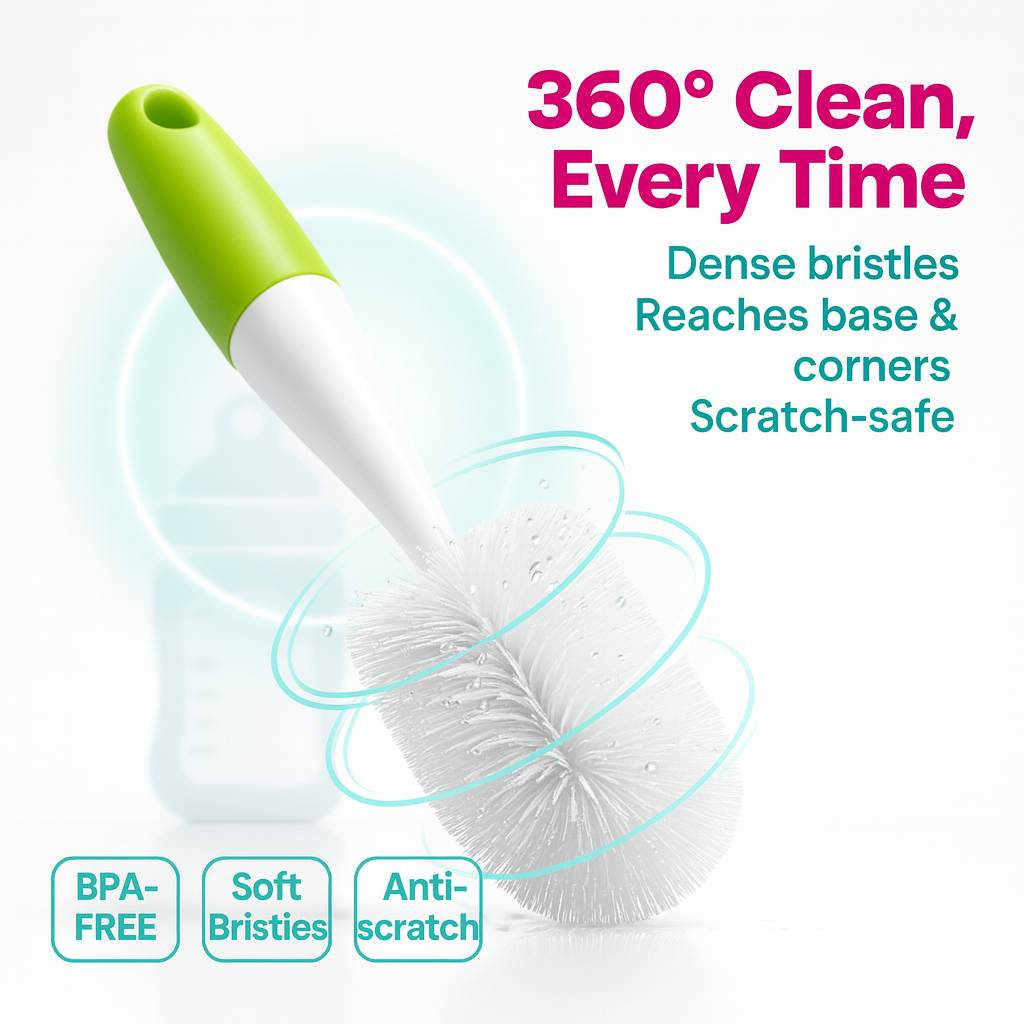 CI Baby Bottle & Nipple Brush | 2-in-1 Feeding Bottle Cleaner with Nipple Brush | Baby Essentials