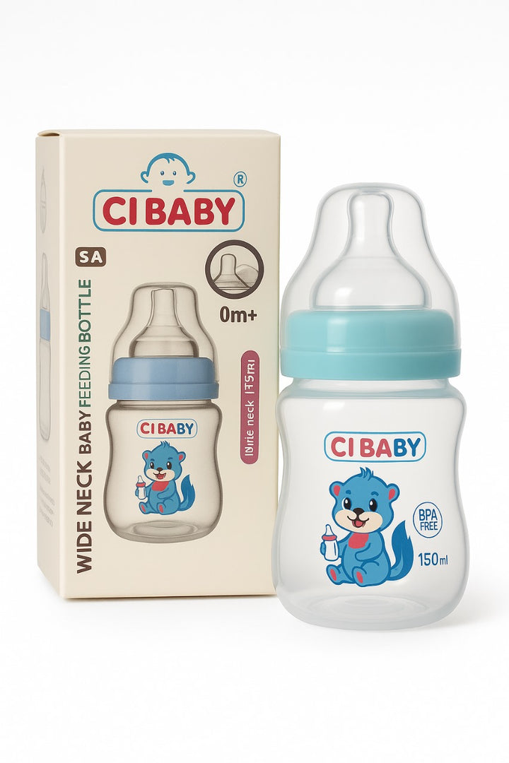 Wide Neck Plastic Baby Feeding Bottle (150ML)