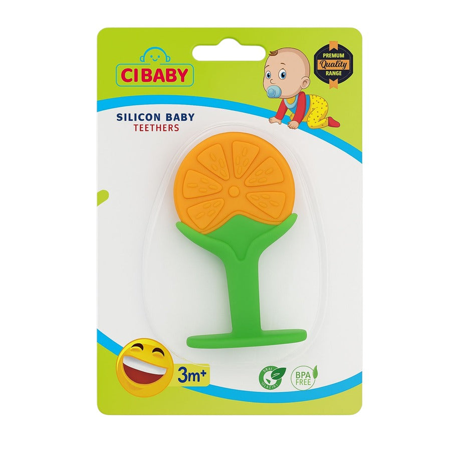 CI BABY Orange Slice Silicone Baby Teether | BPA-Free, Food-Grade, Gum Soother for 3+ Months