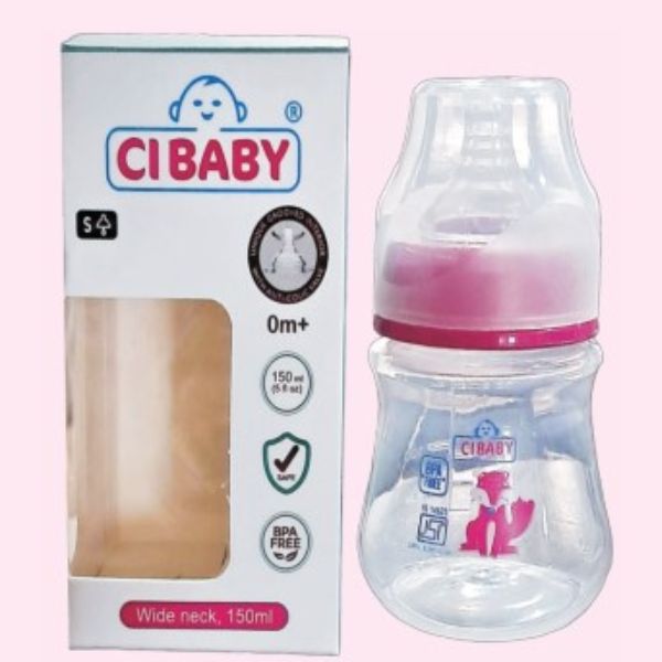 Wide Neck Plastic Baby Feeding Bottle (150ML)