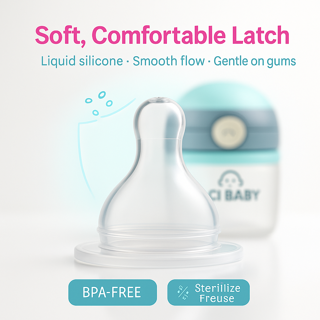 CI BABY Feeding Bottle with Handles | BPA-Free, Anti-Spill, Soft Silicone Nipple, 3+ Months