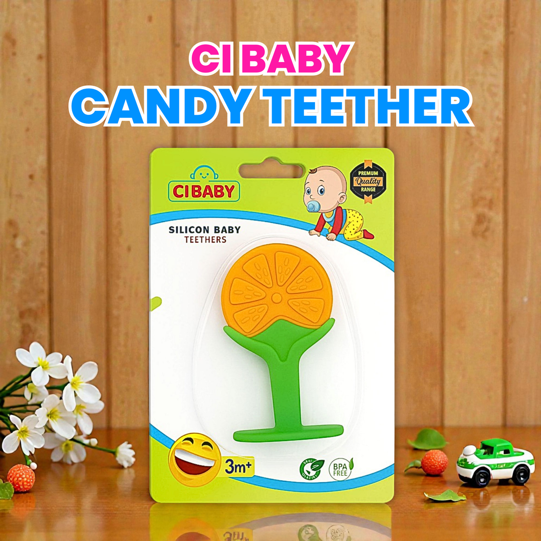CI BABY Orange Slice Silicone Baby Teether | BPA-Free, Food-Grade, Gum Soother for 3+ Months