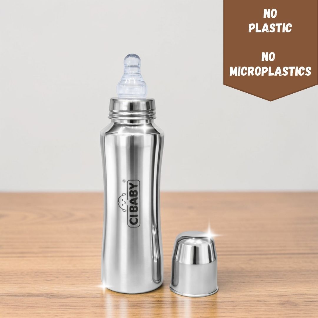 CI BABY Dumble Shaped Steel Baby Feeding Bottle 240ml – Durable & Safe
