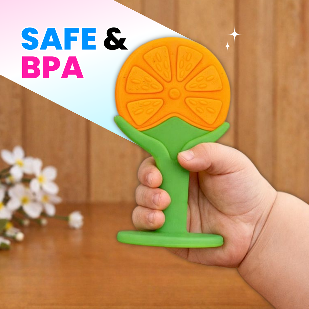 CI BABY Orange Slice Silicone Baby Teether | BPA-Free, Food-Grade, Gum Soother for 3+ Months