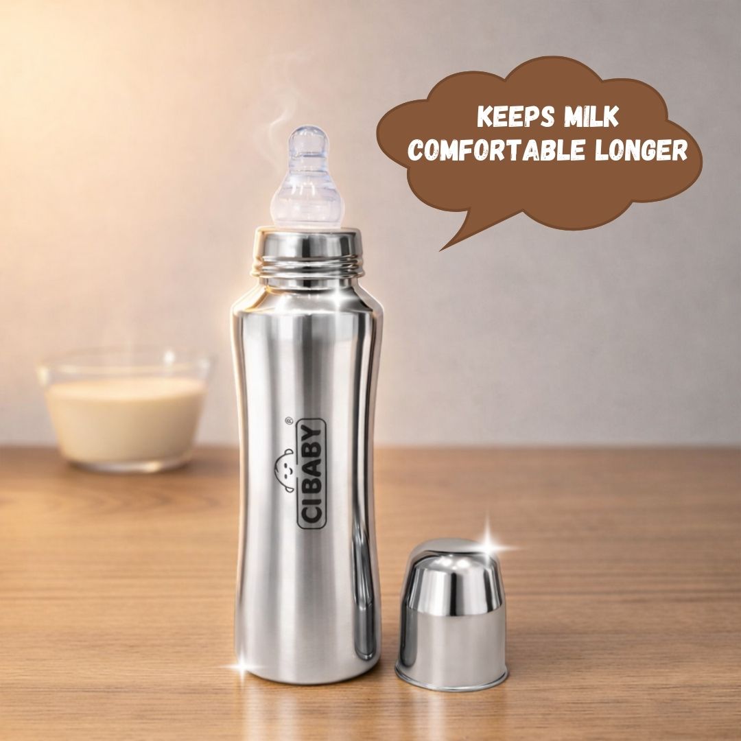CI BABY Dumble Shaped Steel Baby Feeding Bottle 240ml – Durable & Safe