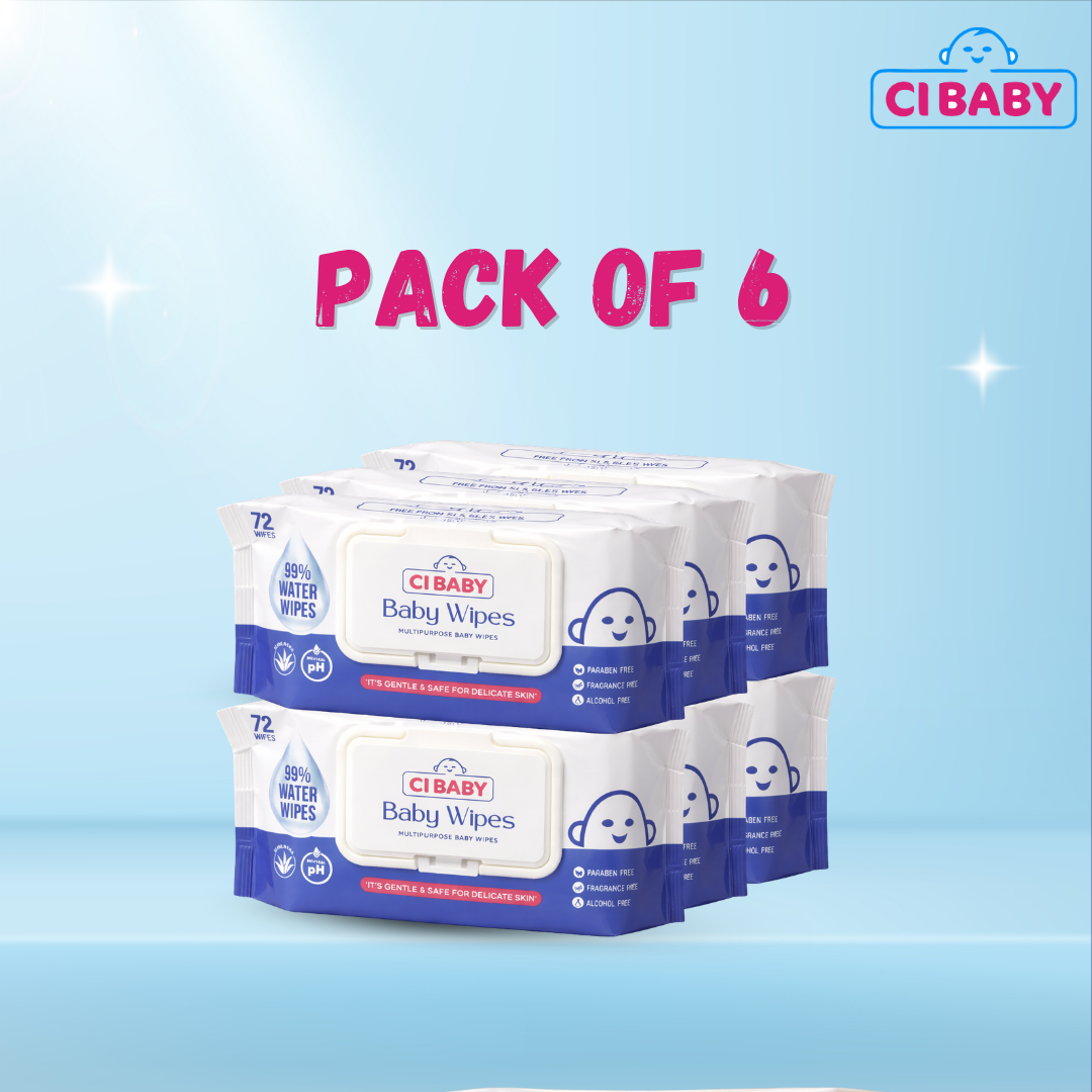 CI Baby 99% Water Baby Wipes Pack of 6 (432 Wipes)