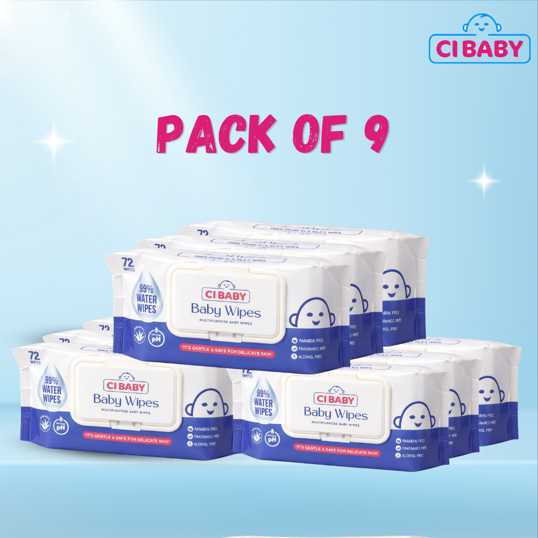 CI Baby 99% Water Baby Wipes Pack of 9 (648 Wipes)