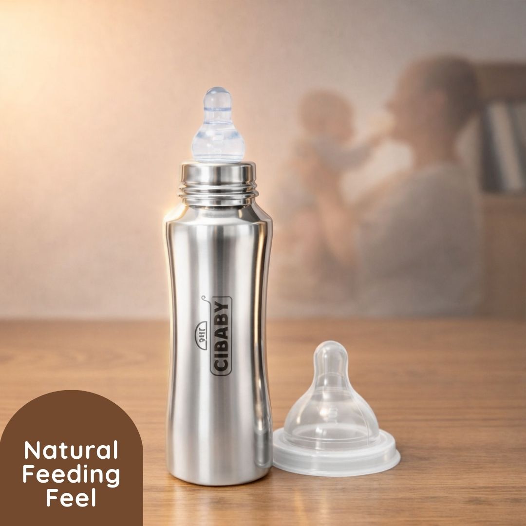 CI BABY Dumble Shaped Steel Baby Feeding Bottle 240ml – Durable & Safe