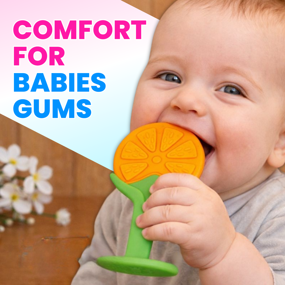 CI BABY Orange Slice Silicone Baby Teether | BPA-Free, Food-Grade, Gum Soother for 3+ Months
