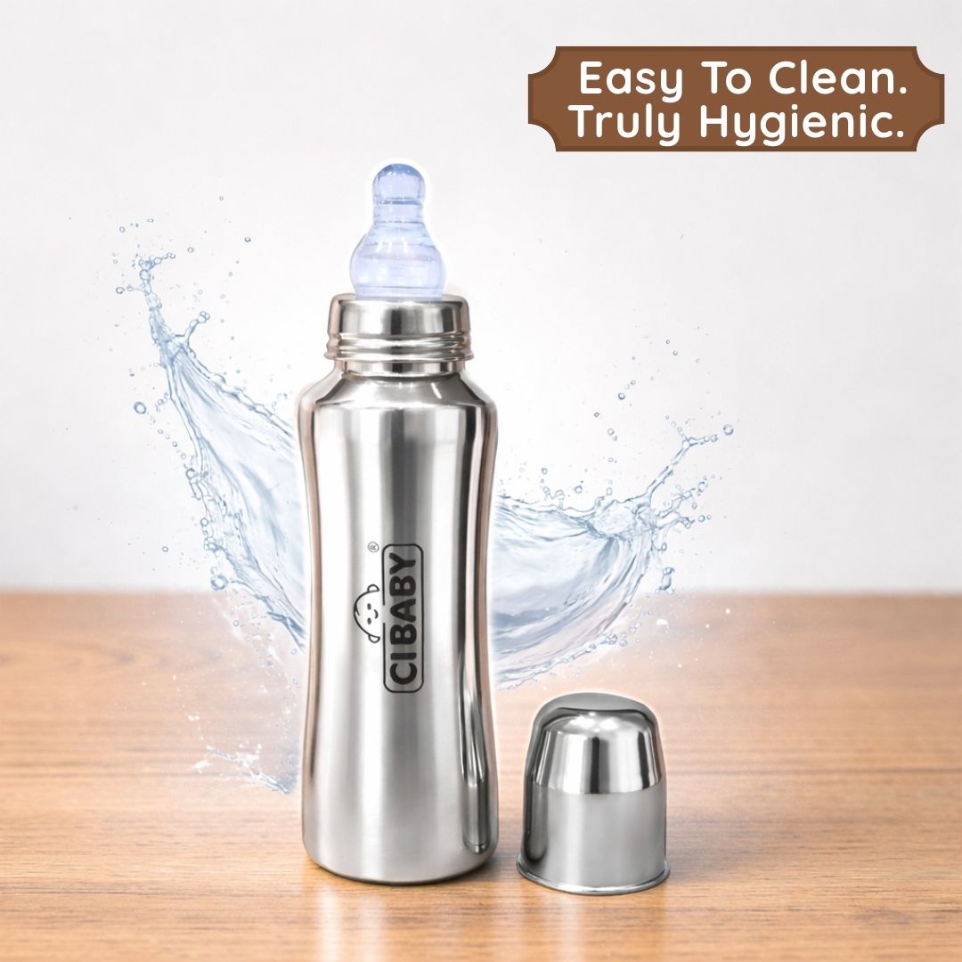 CI BABY Dumble Shaped Steel Baby Feeding Bottle 240ml – Durable & Safe