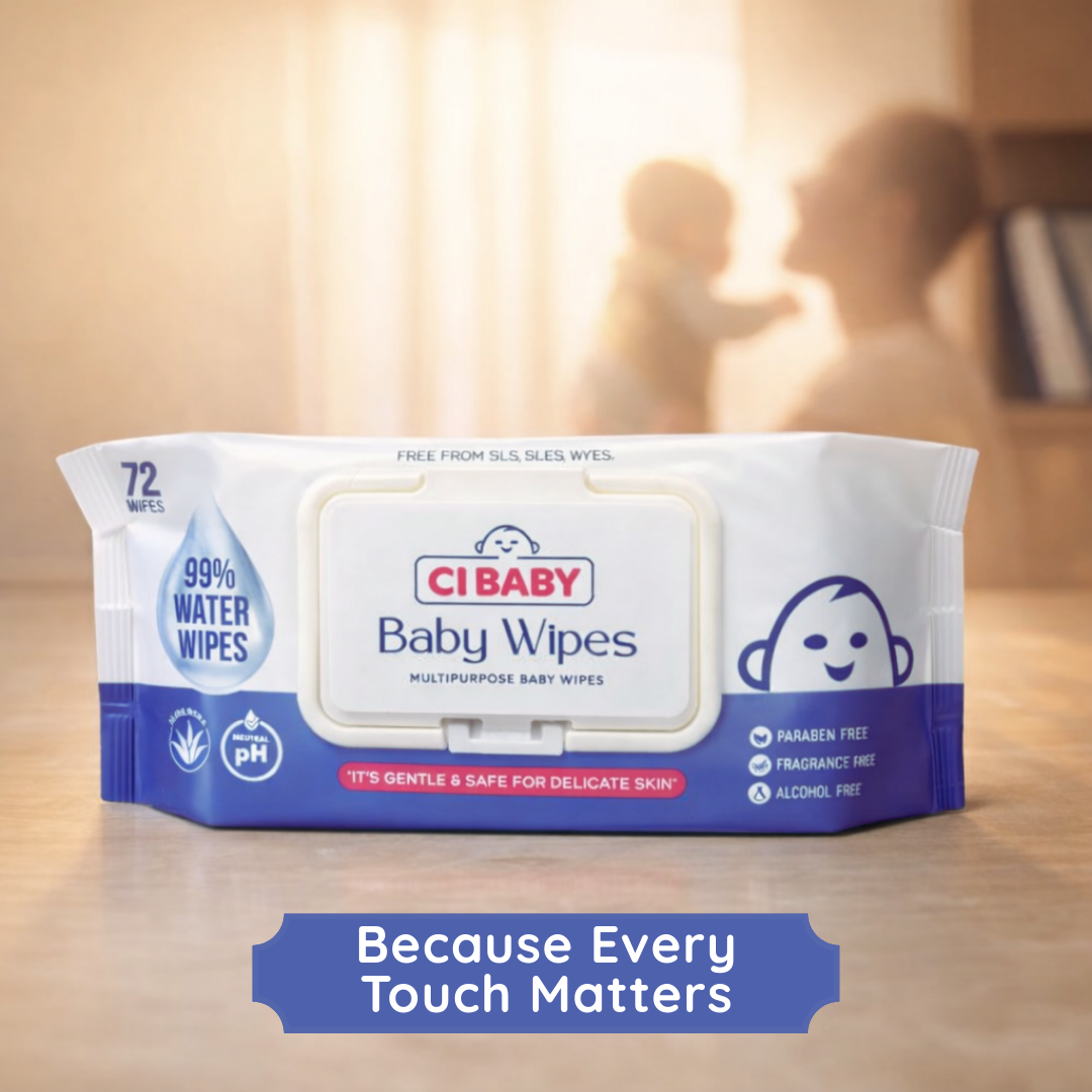 CI BABY 99% Water Baby Wipes – Alcohol Free, Paraben Free, Fragrance Free, Gentle for Sensitive Skin, Multipurpose Baby Wipes (72 Wipes Pack)