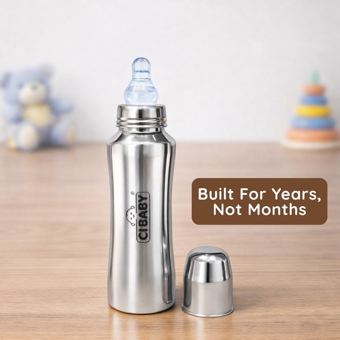 CI BABY Dumble Shaped Steel Baby Feeding Bottle 240ml – Durable & Safe