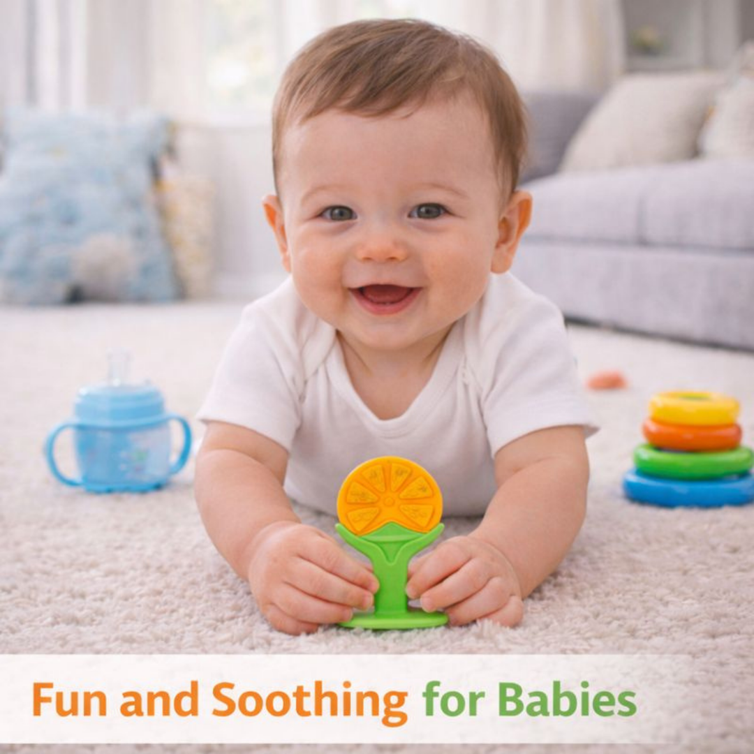 CI BABY Orange Slice Silicone Baby Teether | BPA-Free, Food-Grade, Gum Soother for 3+ Months