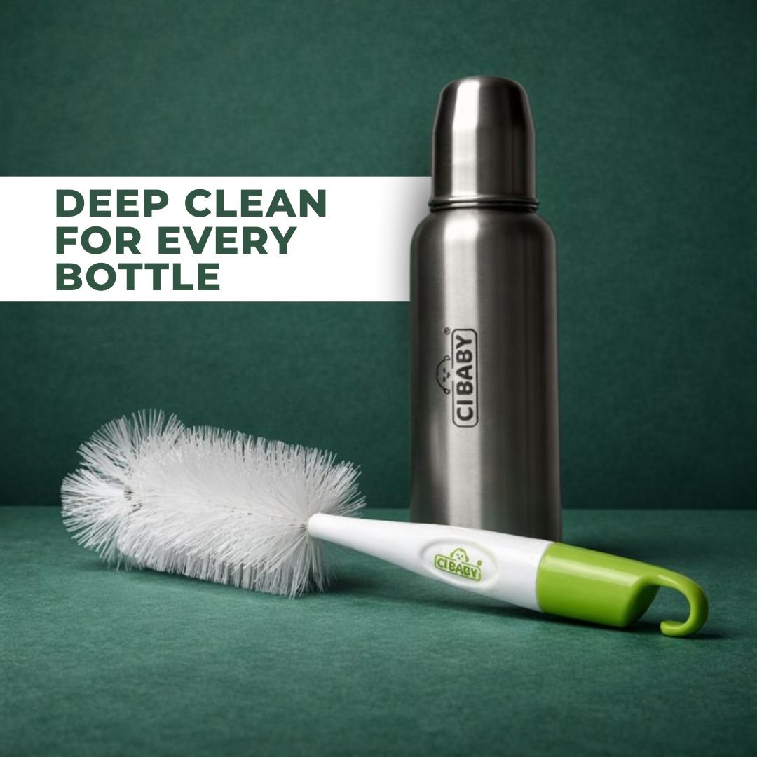 CI Baby Bottle & Nipple Brush | 2-in-1 Feeding Bottle Cleaner with Nipple Brush | Baby Essentials