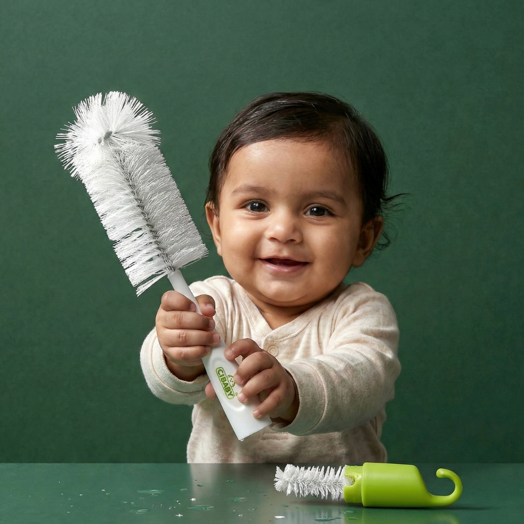 CI Baby Bottle & Nipple Brush | 2-in-1 Feeding Bottle Cleaner with Nipple Brush | Baby Essentials
