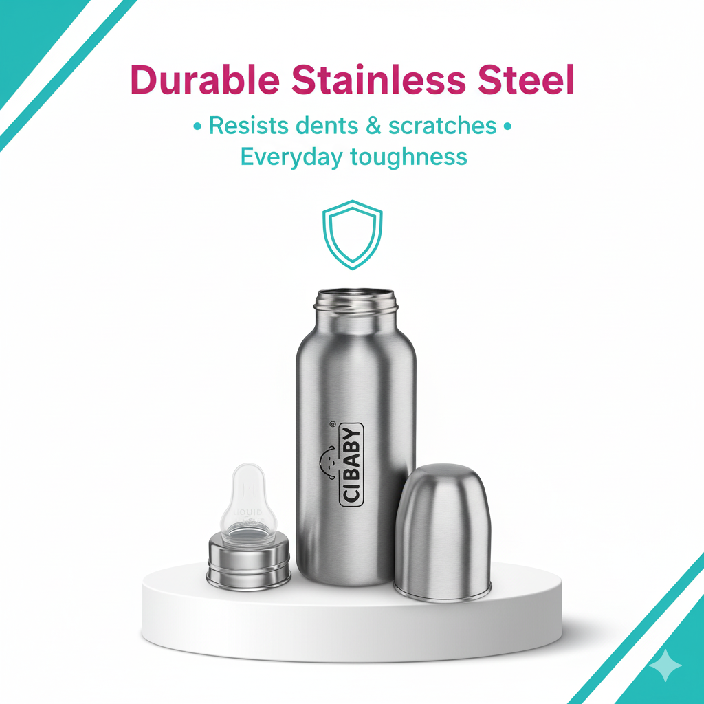 Stainless Steel Baby Feeding Bottle- 240ml